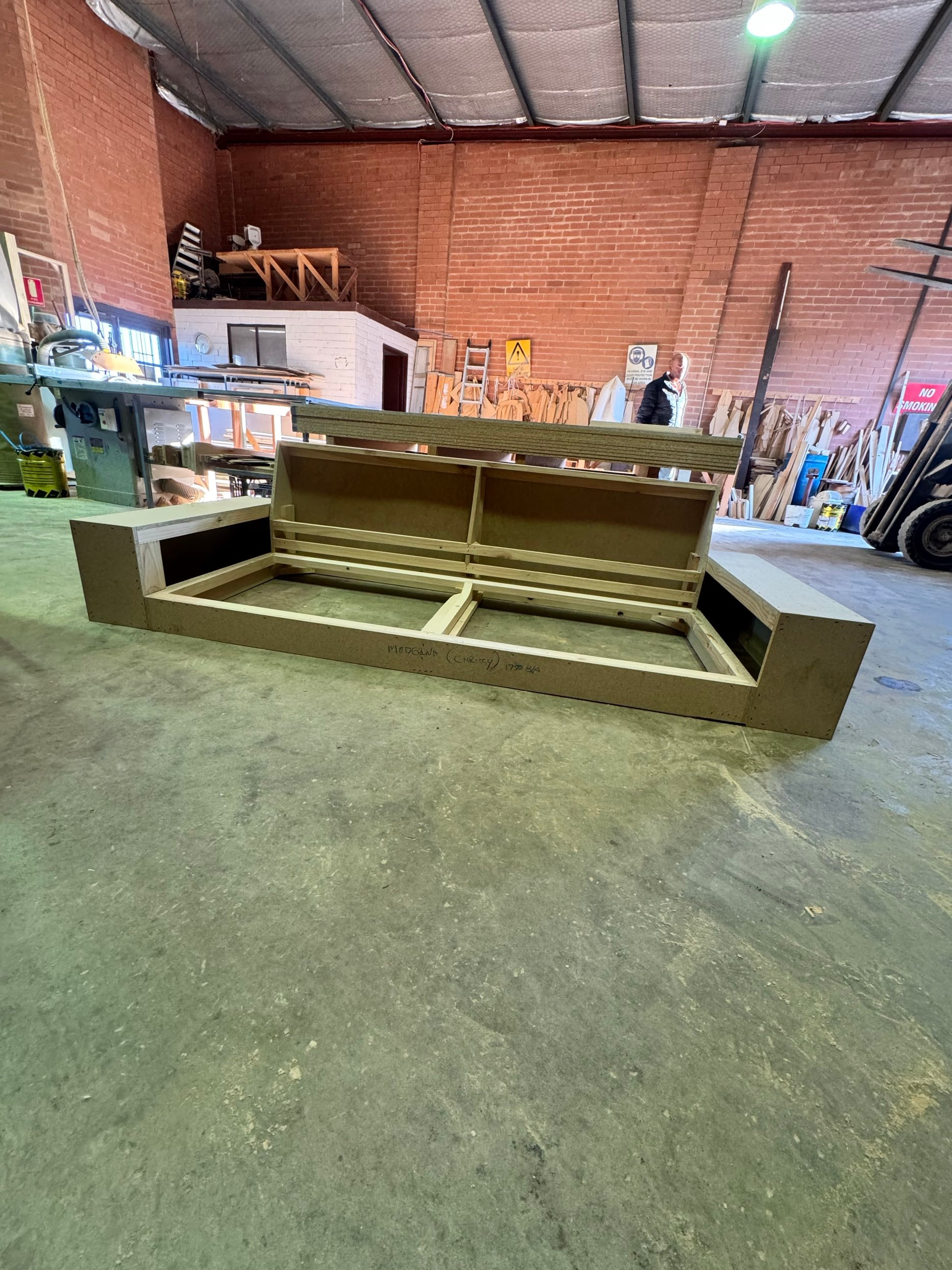 Modern sofa frame with clean square arms